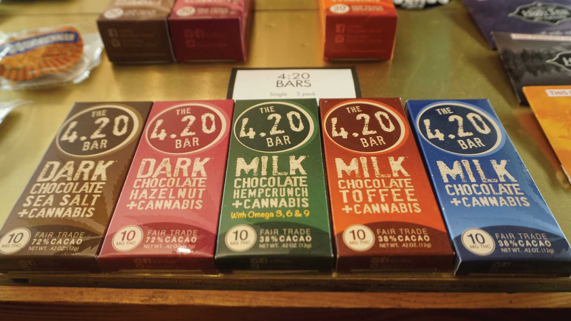 chocolate cannabis edibles in a dispensary