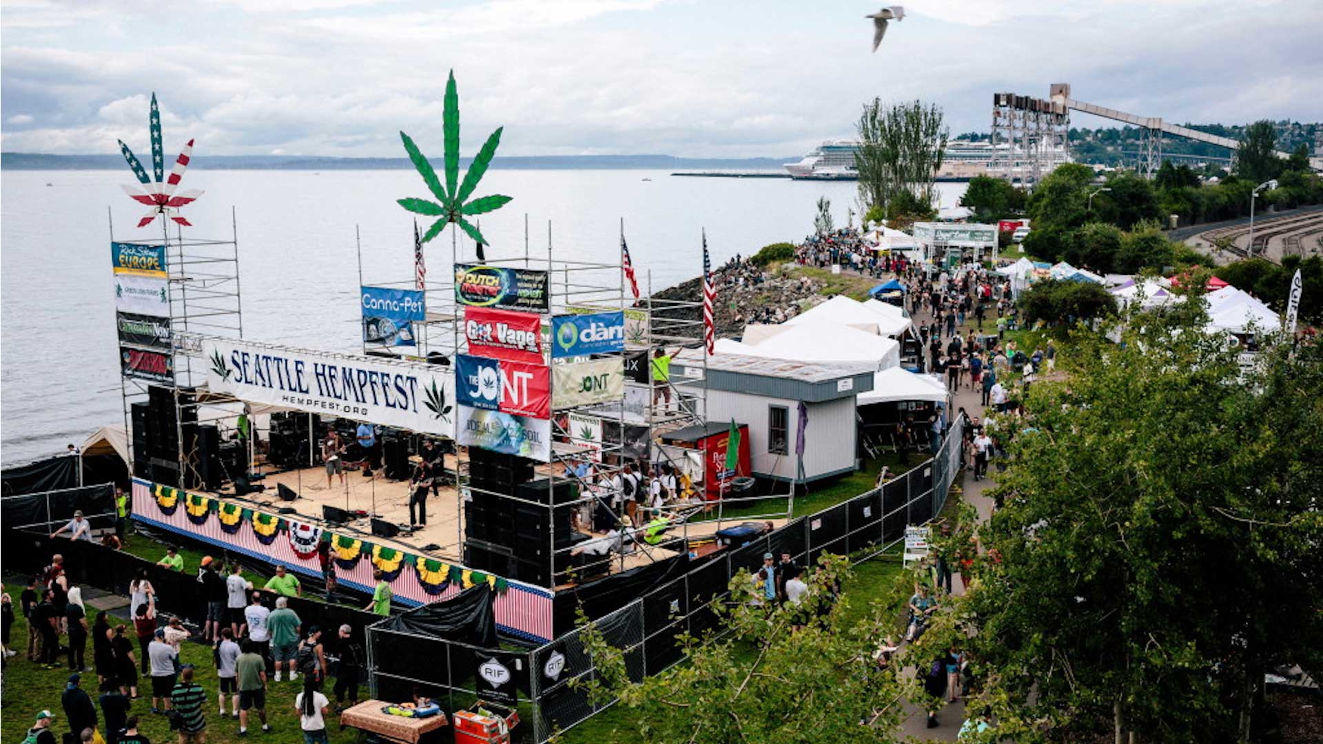 Zoomed out view of a cannabis festival