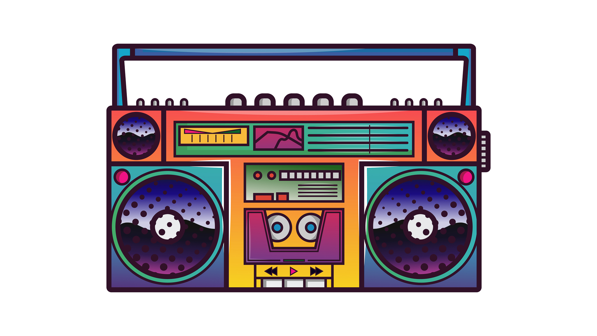 Colorful 90's boombox