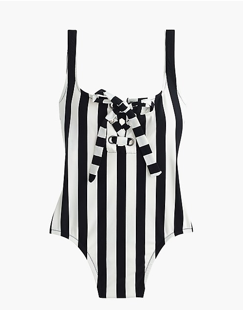 Black and white striped swim suit from j.crew