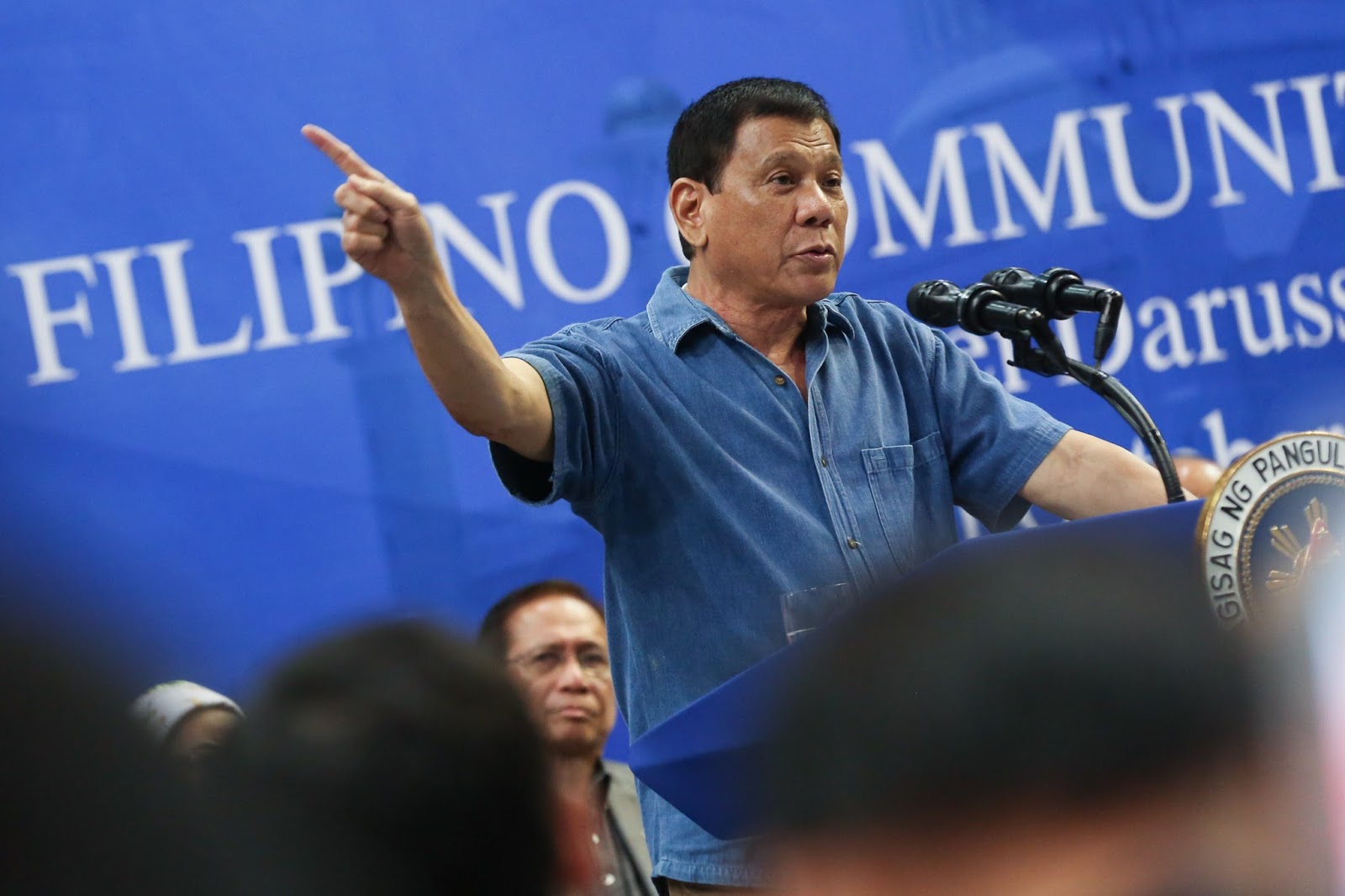 President Duterte delivering a speech .