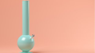 blue bong on a pink background