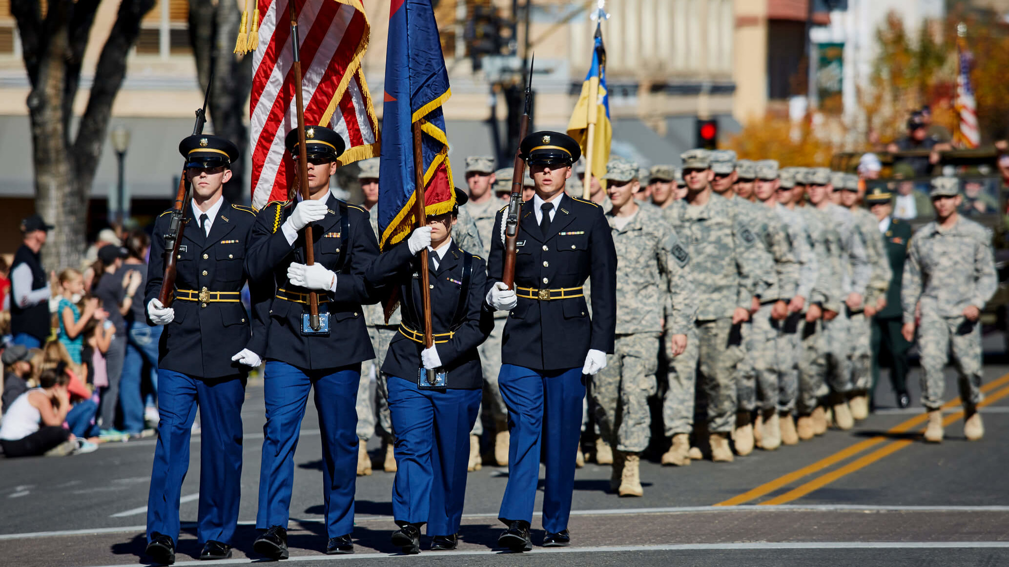 ROTC Members marching in Veterans Day Parade