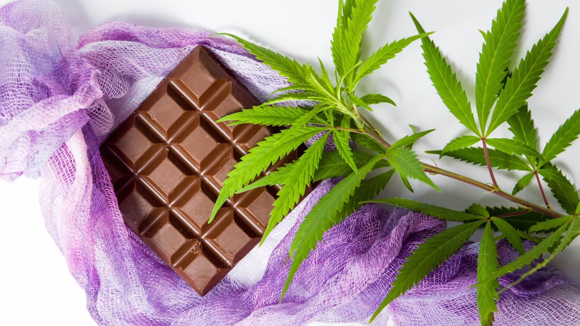 chocolate and cannabis leaves