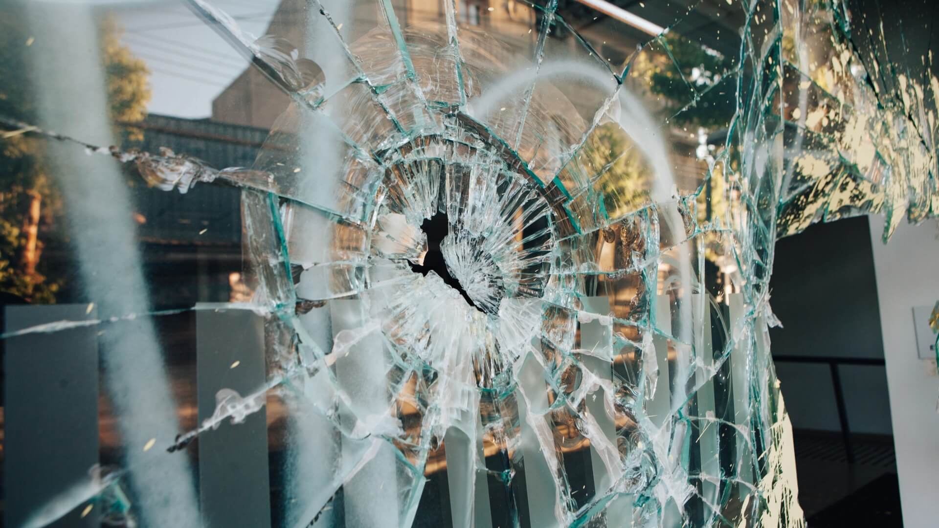 A shop window broken