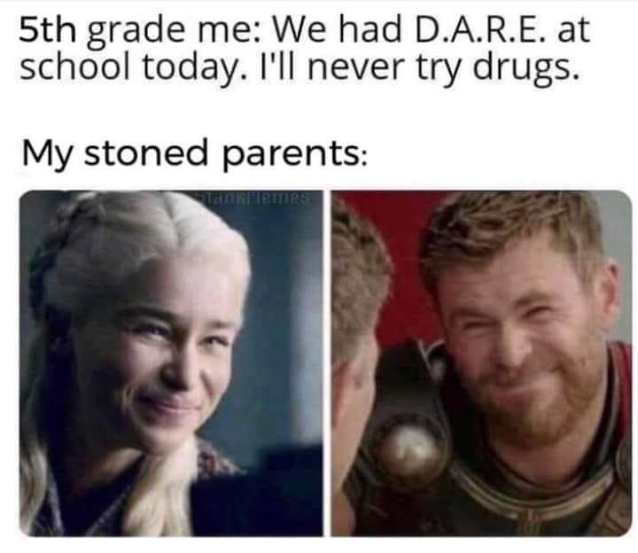Cersei and Thor making stoned faces