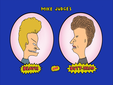 Beavis and Butthead facing each other