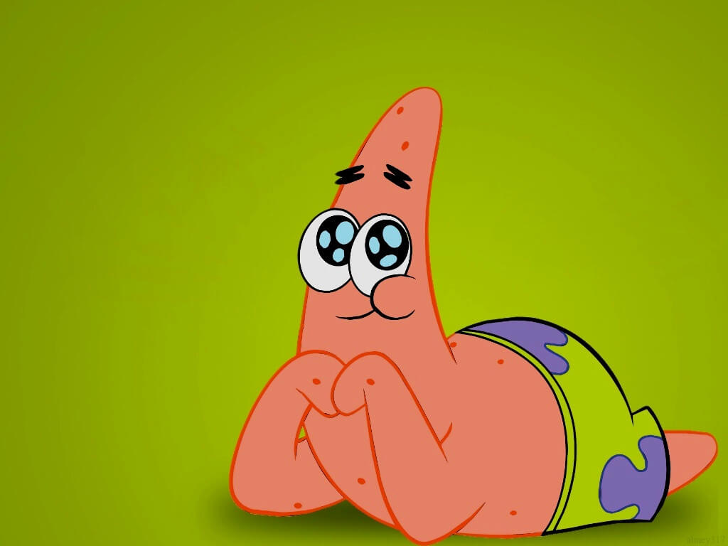 Patrick Star lying down with cute eyes