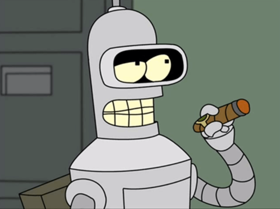 Bender holding a cigar