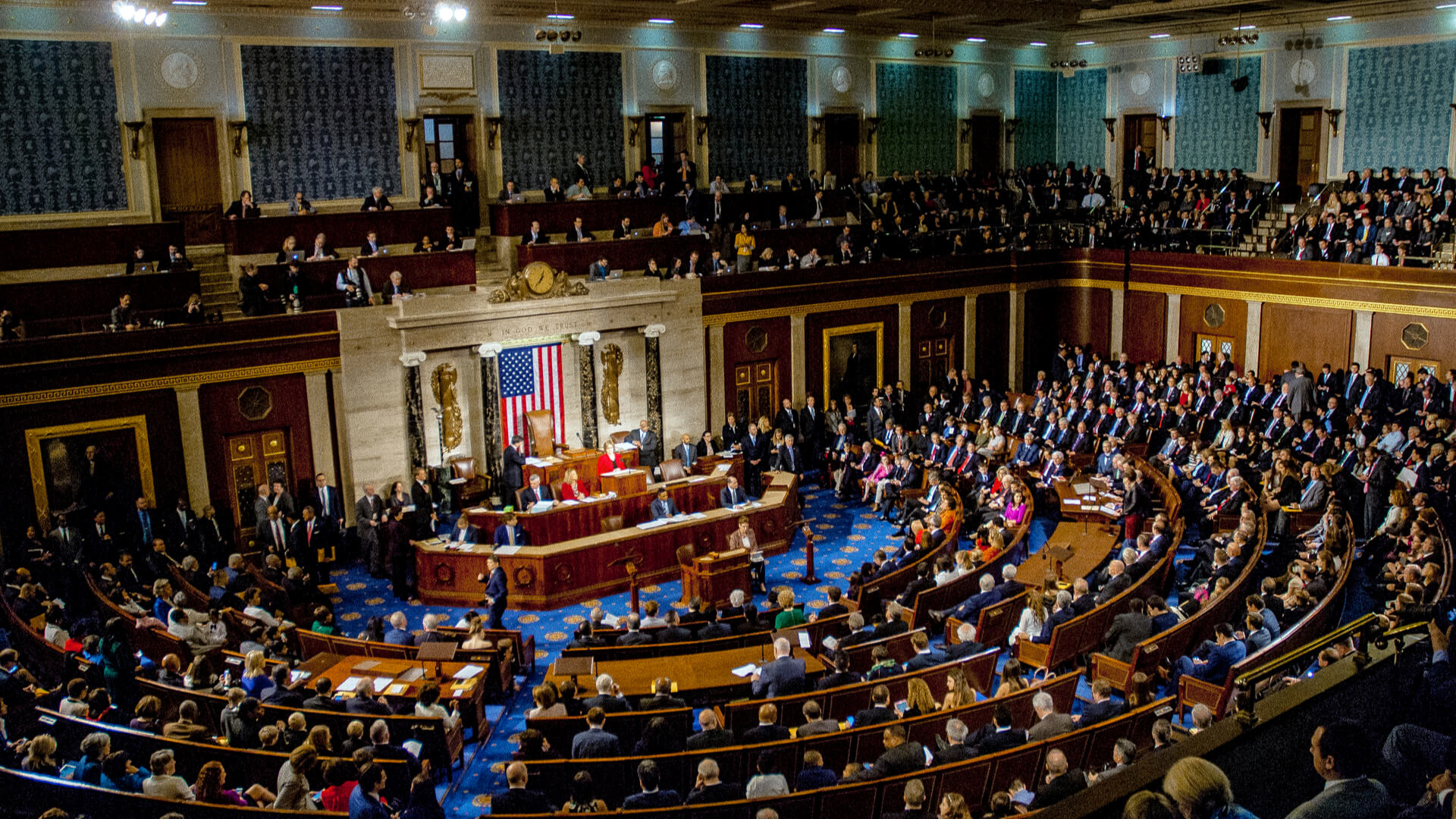 The House of Representatives filled with congressional members