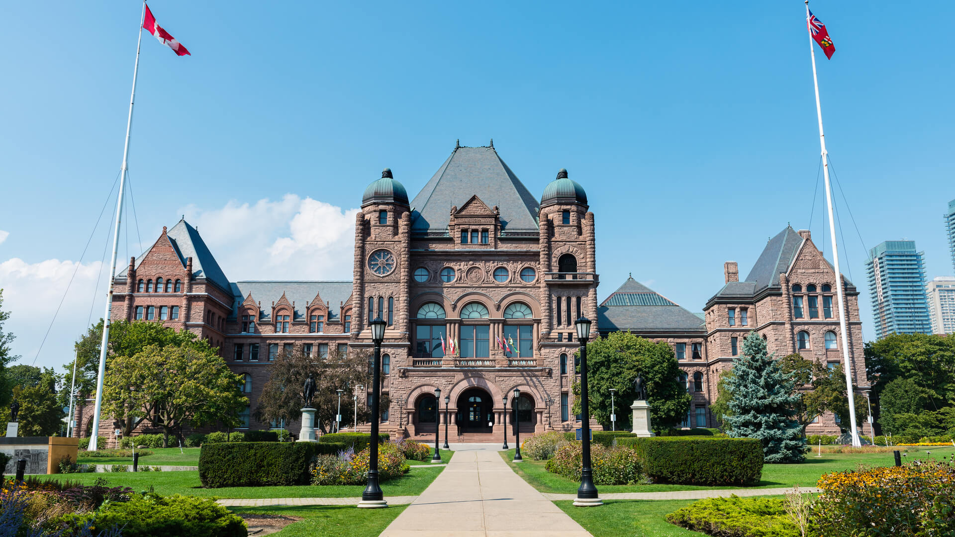 The Legislative Assembly of Ontario at Queens park on a sunny day