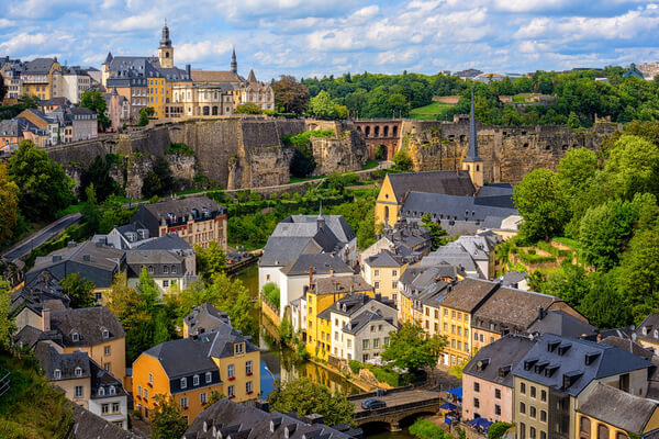 View of the Old Town and Grund in Luxembourg city