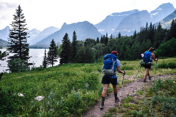 People hiking at Glacier National Park in Montana