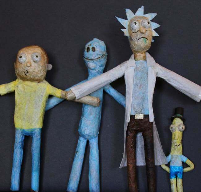 Rick and Morty (TV show) characters sculpted as smoking joints